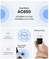 Tinklo plokštė „Mercusys MERCUSYS MA20NB“ „WiFi5“ USB nano adapteris (AC650, 2,4 GHz/5 GHz, „Bluetooth 5.0“, USB 2.0)