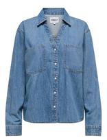 ONLY - Onlwave Ls V-Neck Dnm Shirt Akm - Džinsiniai marškiniai - Mėlyna