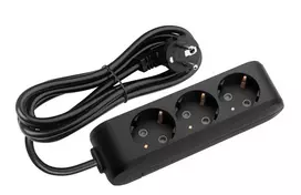 X-tendia Black Three Gang Earth Soc w. Cab. & Shutter 3M