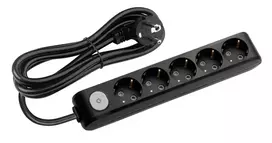 X-tendia Black Five Gang Soc Switch Earth Cab CP 1,5M