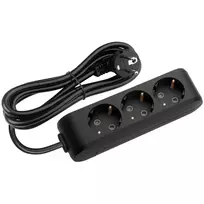 X-tendia Black Three Gang Earth Soc w. Cab. & Shutter 1,5M