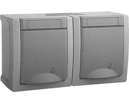 Pacific Earthed Socket + Earthed Socket Grey  WPTC48002GR-EU2