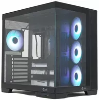 ZENPC korpusas. Kompiuterio korpusas „ZENPC Cube Black“ su 4 ventiliatoriais „Fander P12 PWM PST ARGB“