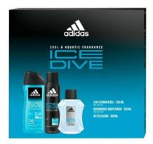 Rinkinys vyrams Adidas Ice Dive: skutimosi putos, 100 ml + dušo želė, 250 ml + dezodorantas, 150 ml