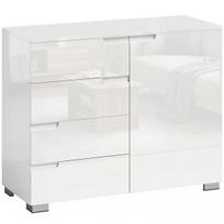 Komoda su 4 stalčiais, 100 cm, balta blizgi