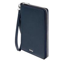 HUGO BOSS klasikinė grūdėta tamsiai mėlyna kelioninė piniginė