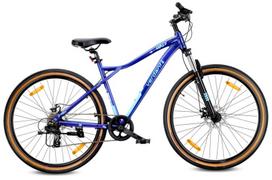 Kalnų dviratis MTB 29 colių, 7 pavaros, aliuminis, lengvas, amortizatorius, Shimano diskiniai stabdžiai, L dydžio rėmas 19 colių, Verdant Shred, mėlynas.