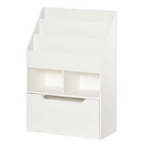 HOMCOM vaikiška knygų lentyna su stalčiumi, 3 lentynomis ir 2 atviromis lentynomis, daiktų laikymo lentyna vaiko kambariui, žaidimų kambariui, baltos spalvos, 60 x 29,9 x 90 cm, Balta