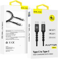 Dėklas Oem Blavec Cable Raptor braided – Type C to Type C – PD 60W 3A 3 metres Apple CarPlay/Android Auto (CRA-CC3BG30) juodas-pilkas