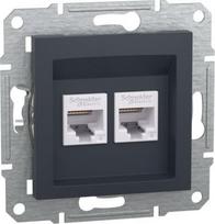 Data socket 2xRJ45 Cat6 UTP, anthracite, Asfora EPH4800171 | 3606480729782