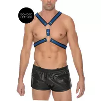 Ouch! by Shots Scottish Bonded Leather Chest Harness L/XL with Stainless Steel O-Rings
