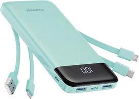 Charmast W1148 Green Power Bank, 5V 3A 10000 mAh, with built-in USB A / USB C / Lightning / Micro USB cables