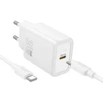 Hoco Phone charger USB-C QC PD 30W + USB-C to USB-C cable N62 white
