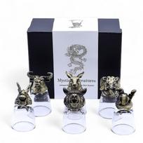 Dizainerių 50 ml taurelių rinkinys su žalvarinėmis figūromis „Mystical Creatures“ – 6 vnt.