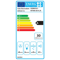 CATA RITMA 60 X /A | Hood | Telescopic | Energy efficiency class A | Width 59.5 cm | Mechanical control | 480 m³/h | LED | Stainless steel