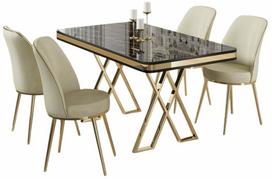 Baro baldų komplektas Kalune Design Vals, aukso sp./juoda sp./kreminė sp.