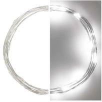 LED girlianda NANO 10 LED 0.9m 2xAA su taimeriu (šaltai balta šviesa)