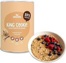 "OATSOME® King Cookie" daug baltymų turintis dubenėlis su sausainių tešlos skoniu ir šokolado drožlėmis, 23 g baltymų, 100 % natūralus, veganiškas, be rafinuoto cukraus, lengvai paruošiamas, 400 g