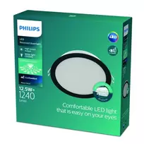 Montuojamas šviestuvas panelė PHILIPS Meson, įleidžiama, LED 12,5 W, 3000K, 1200lm, apvali, juodos s