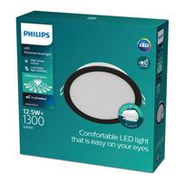 Montuojamas šviestuvas panelė PHILIPS Meson, įleidžiama, LED 12,5 W, 4000K, 1300lm, apvali, juodos s