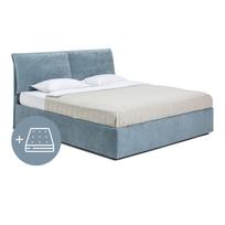 Mėlyna minkšta dvigulė lova su čiužiniu ir grotelėmis 160x200 cm Thessa Pillow - Bonami Selection
