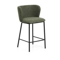 Tamsiai žalios spalvos iš audinio baro taburetė (sėdynės aukštis 65 cm) Ciselia – Kave Home