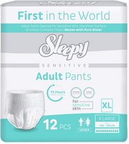 SLEEPY Sensitive Adult XL sauskelnės-kelnaitės, 12 vnt.