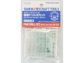 Tamiya - Fine Drill Set (0,3 - 0,4 - 0,5 - 0,6 - 0,8 mm) (Grąžtelių komplektas), 74044
