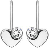 Evolution Group Sidabrinis širdies auskarai su Swarovski 31299.1 baltas