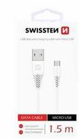 Kabelis USB Swissten USB-A - micro-B 1.5 m Baltas (71504300)