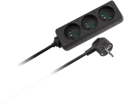 Prailgintuvas 3 lizdai 5m prancūziško tipo be jungiklio (3x1.5mm) Rebel juoda