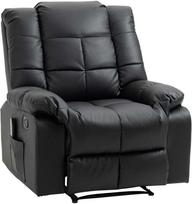 HOMCOM masažinis fotelis TV fotelis elektrinis atlošiamasis fotelis su masažo funkcija odos imitacija medžio imitacija plieno putplastis juodas 94 x 99 x 99 cm