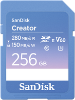 „SanDisk Creator SDXC 256GB“ 10 klasės UHS-II/U3 V60 atminties kortelė (SDSDXEP-256G-GNCIS)