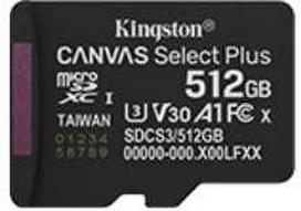 Kingston 512GB „Micro SD“ atminties kortelė „Canvas Select+ G3 150Mb/s“