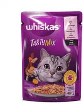 Konservuotas ėdalas katėms WHISKAS Tasty Mix, su lašiša ir morkomis, 85 g