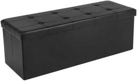 Songmics Saugojimo pufas 110x38x38 cm Juoda dirbtinė oda
