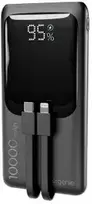 Gembird PB10-PD20-LCD-01 greito įkrovimo išorinė baterija su integruotais laidais, 20W, 10000 mAh, juodas