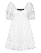 French Connection - Alissa Cotton Broderie Dress - Trumpa suknelė - Balta