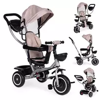 Triratukas vežimėlis 2in1 su pasukama sėdyne, sulankstomu stogeliu - smėlio spalvos ECOTOYS