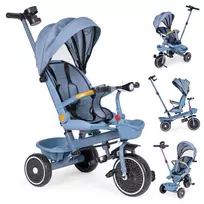 Triratukas 2in1 vežimėlis su pasukama sėdyne, sulankstomas su stogeliu, mėlynas - ECOTOYS