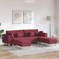 Sofa su pagalve 3 pcs Vyno raudona audinys