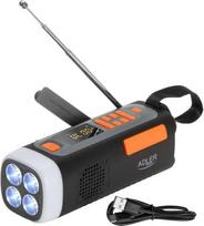 Adler AD 1920 Emergency radio Solar panel / Crank / Powerbank 4500 mAh Black
