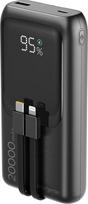 Gembird PB20-PD20-LCD-01 Fast charging power bank with integrated cables, 20W, 20000 mAh, black