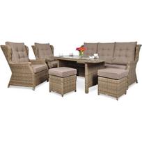 Lauko baldų komplektas TRAVENTO DINING 3 BROWN + pufai