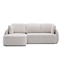 Kreminės spalvos iš šenilinio audinio sulankstoma kampinė sofa (su kairiuoju kampu/su gultu) Laira – Kave Home