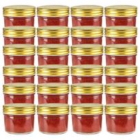 Stiklainiai su auksiniais dangteliais, 24 vnt, 110 ml