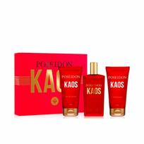 Rinkinys Poseidon Poseidon Kaos vyrams: tualetinis vanduo EDT, 100 ml + dušo želė, 100 ml + skystis po skutimosi, 100 ml