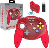 Rétrogaming-Retro-Bit Tribute64 2.4GHz belaidis valdiklis Nintendo 64/Switch/PC/Mac Aiškiai raudonas