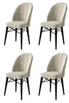 4-ių kėdžių komplektas Ritim, kreminės/juodos spalvos