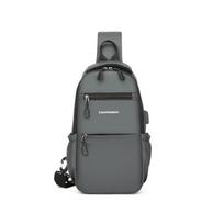 USB Įkrovimas Vyriška Krūtinės Rankinė Crossbody Rankinė Laisvalaikio Krūtinės Vienos Pečių Rankinė Crossbody Maža Kuprinė pilka spalva